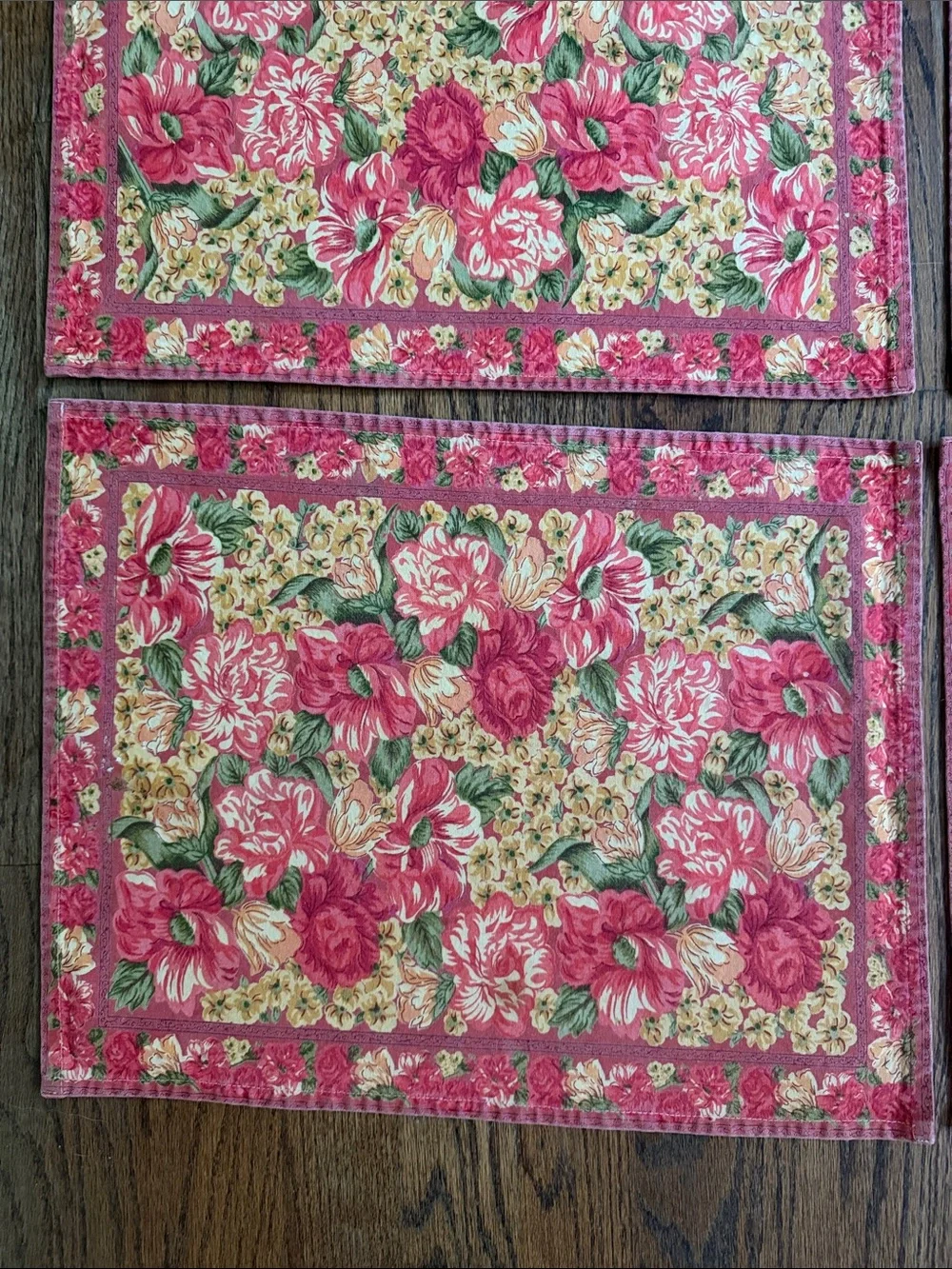 Floral Pink Cotton Placemats - Set of 6